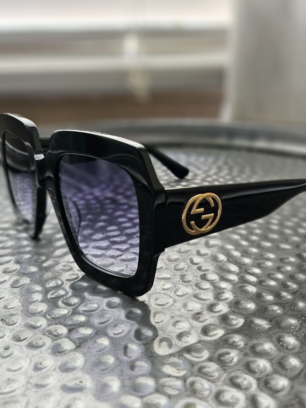Gucci Black Square Frame Sunglasses with Gold Logo